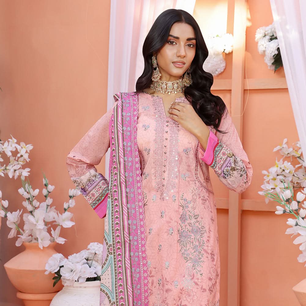 Bin Hameed Mallika Lawn Printed Embroidered Unstitched 3Pcs Suit - TS-59, Women, 3Pcs Shalwar Suit, Rana Arts, Chase Value