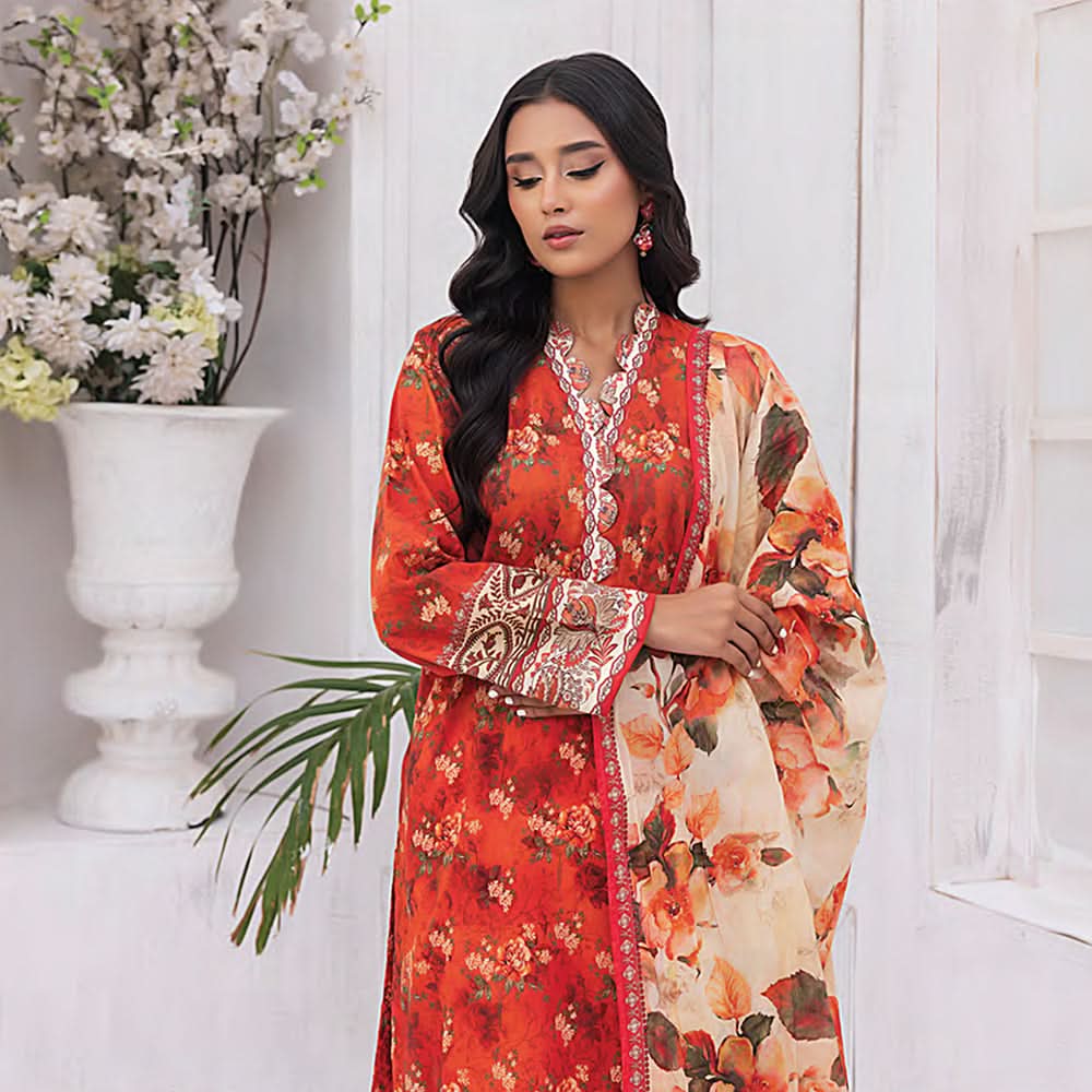 Mirha Printed Lawn Unstitched 3Pcs Suit - MP-0022, Women, 3Pcs Shalwar Suit, MTC Fabric, Chase Value