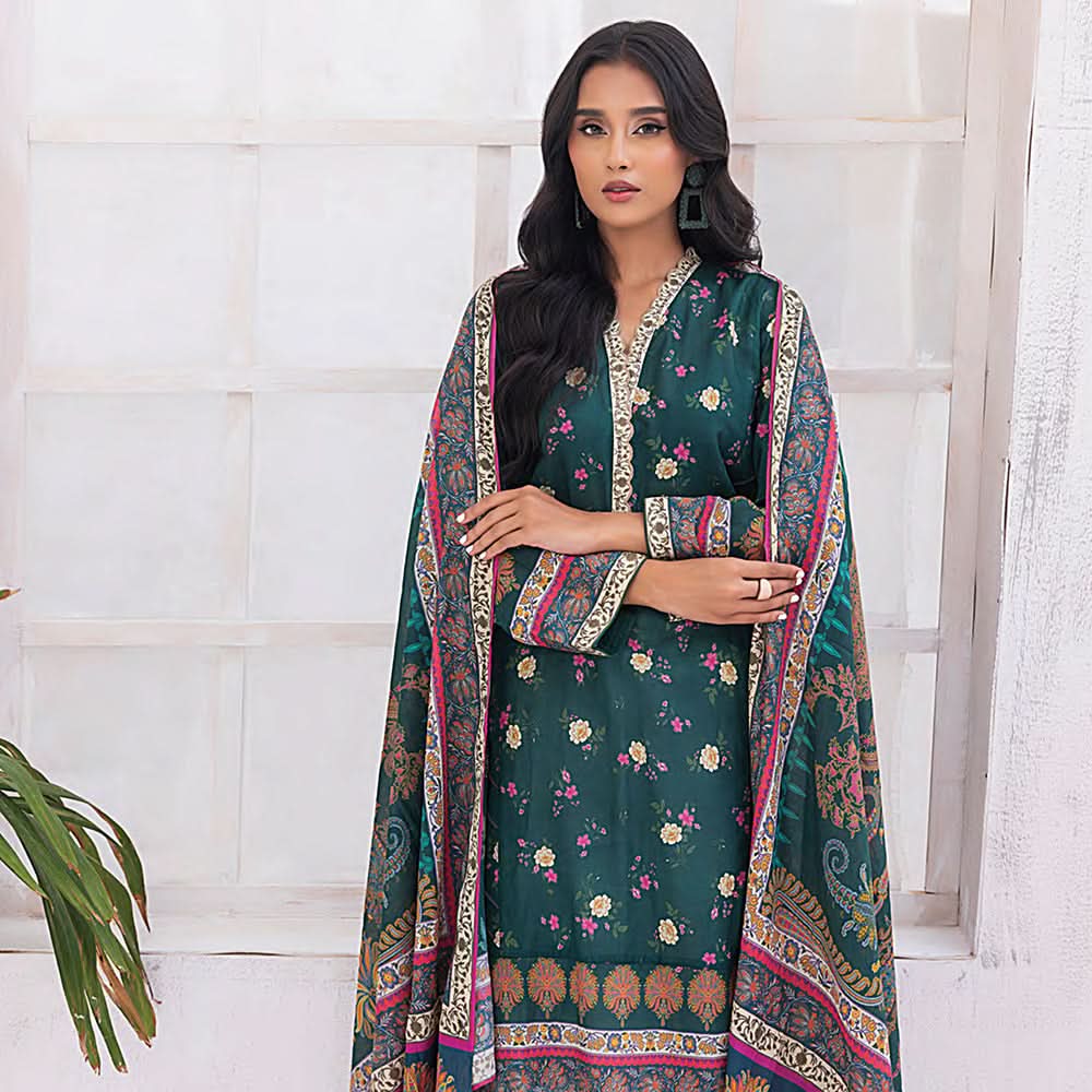 Mirha Printed Lawn Unstitched 3Pcs Suit - MP-0028, Women, 3Pcs Shalwar Suit, MTC Fabric, Chase Value
