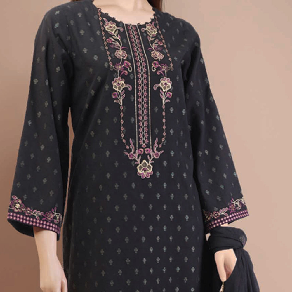 Saya Jacquard Printed Embroidered Unstitched 3Pcs Suit - E35, Women, 3Pcs Shalwar Suit, Saya, Chase Value