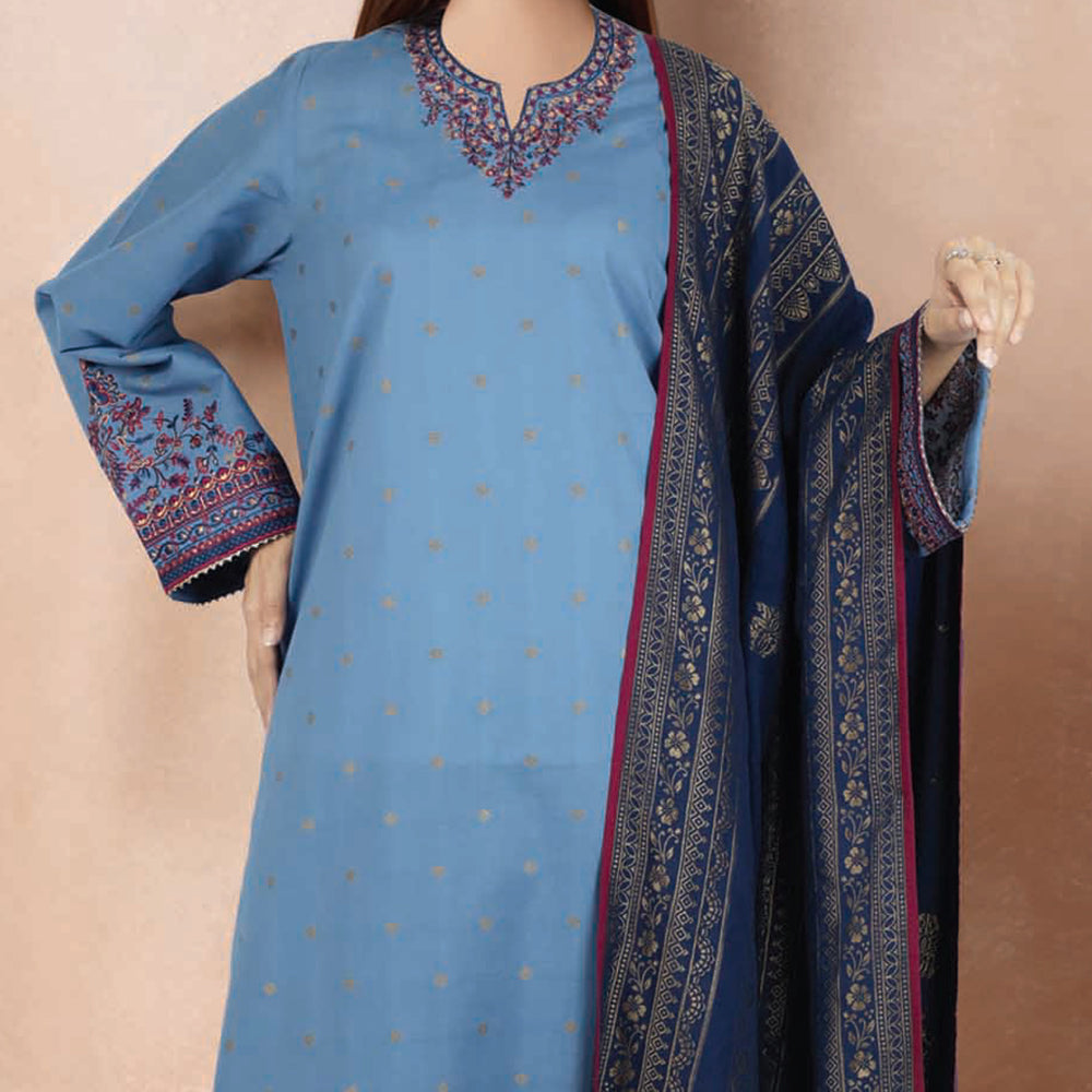 Saya Jacquard Printed Embroidered Unstitched 3Pcs Suit - E08, Women, 3Pcs Shalwar Suit, Saya, Chase Value