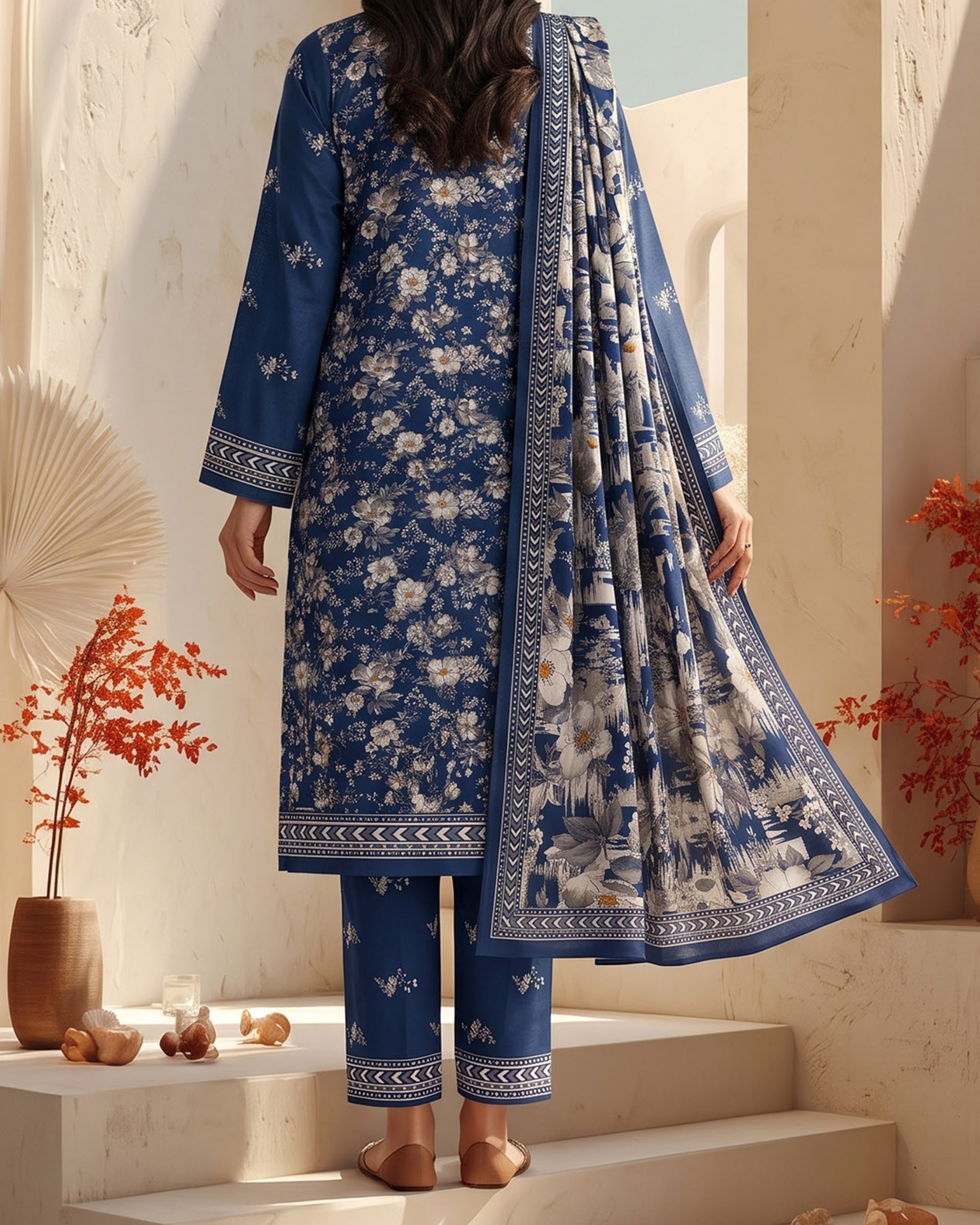 Malhar Printed Karandi Suit - 3 Pc by VS Textile