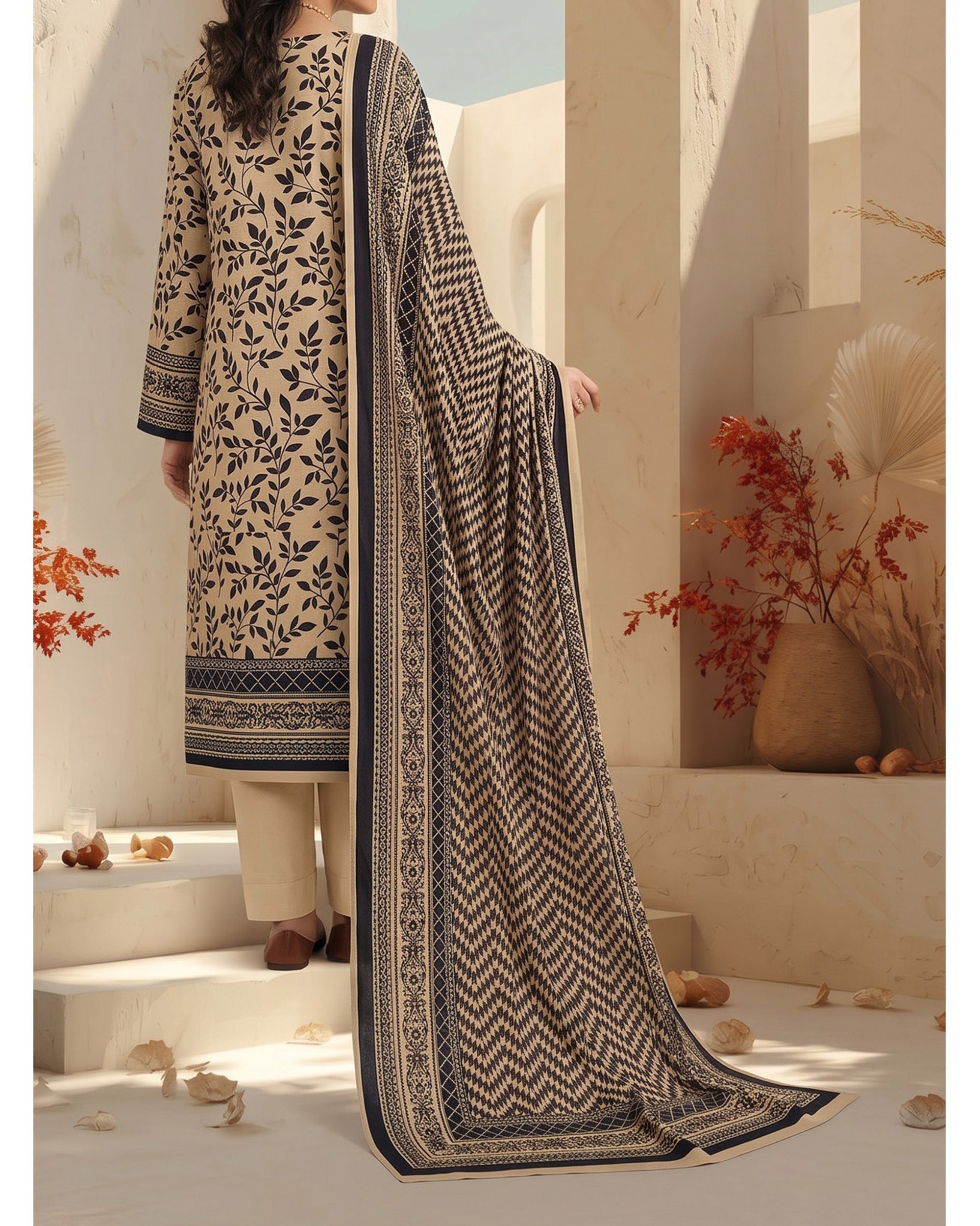 Malhar Printed Karandi Suit - 3 Pc by VS Textile
