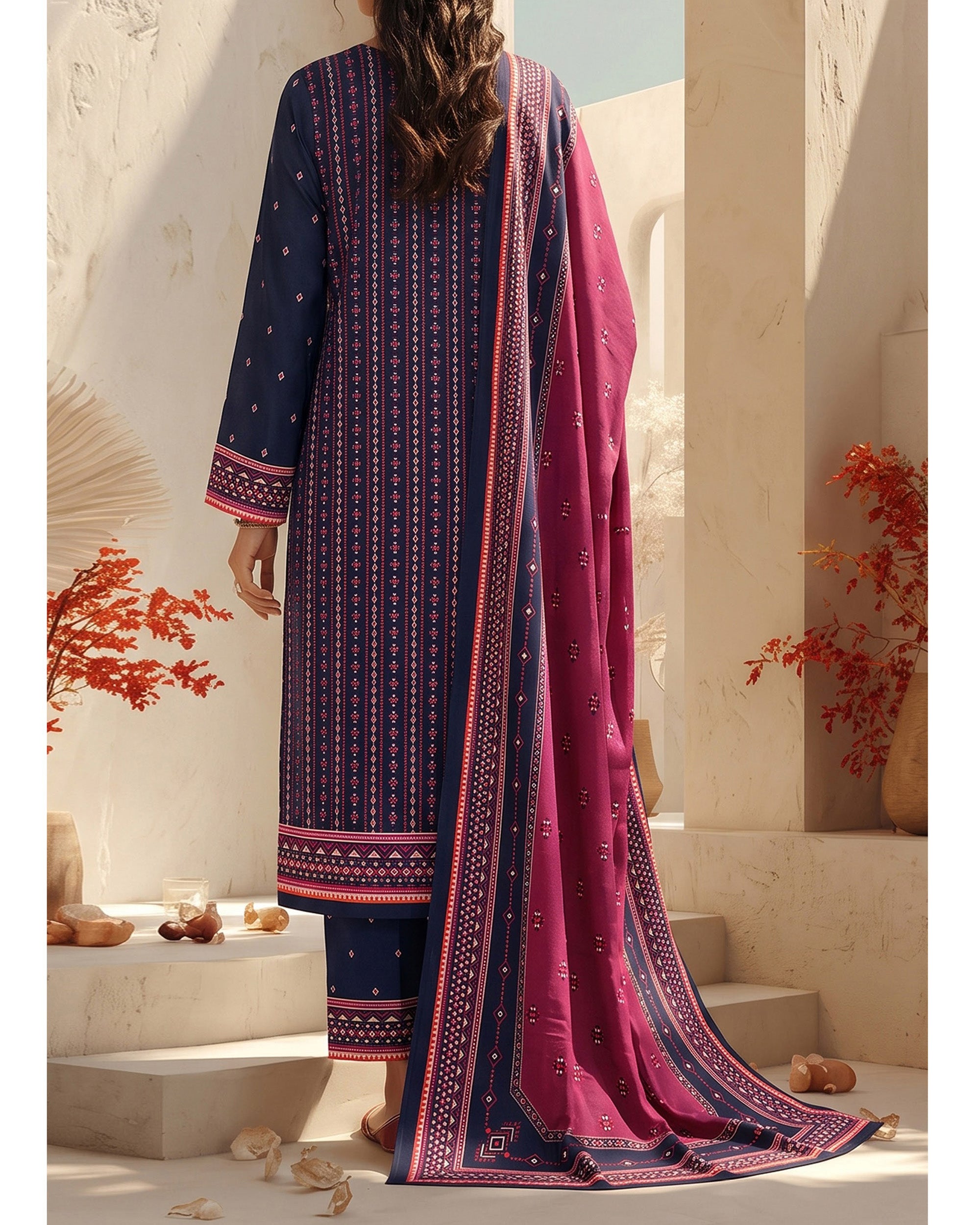 Malhar Printed Karandi Suit - 3 Pc by VS Textile