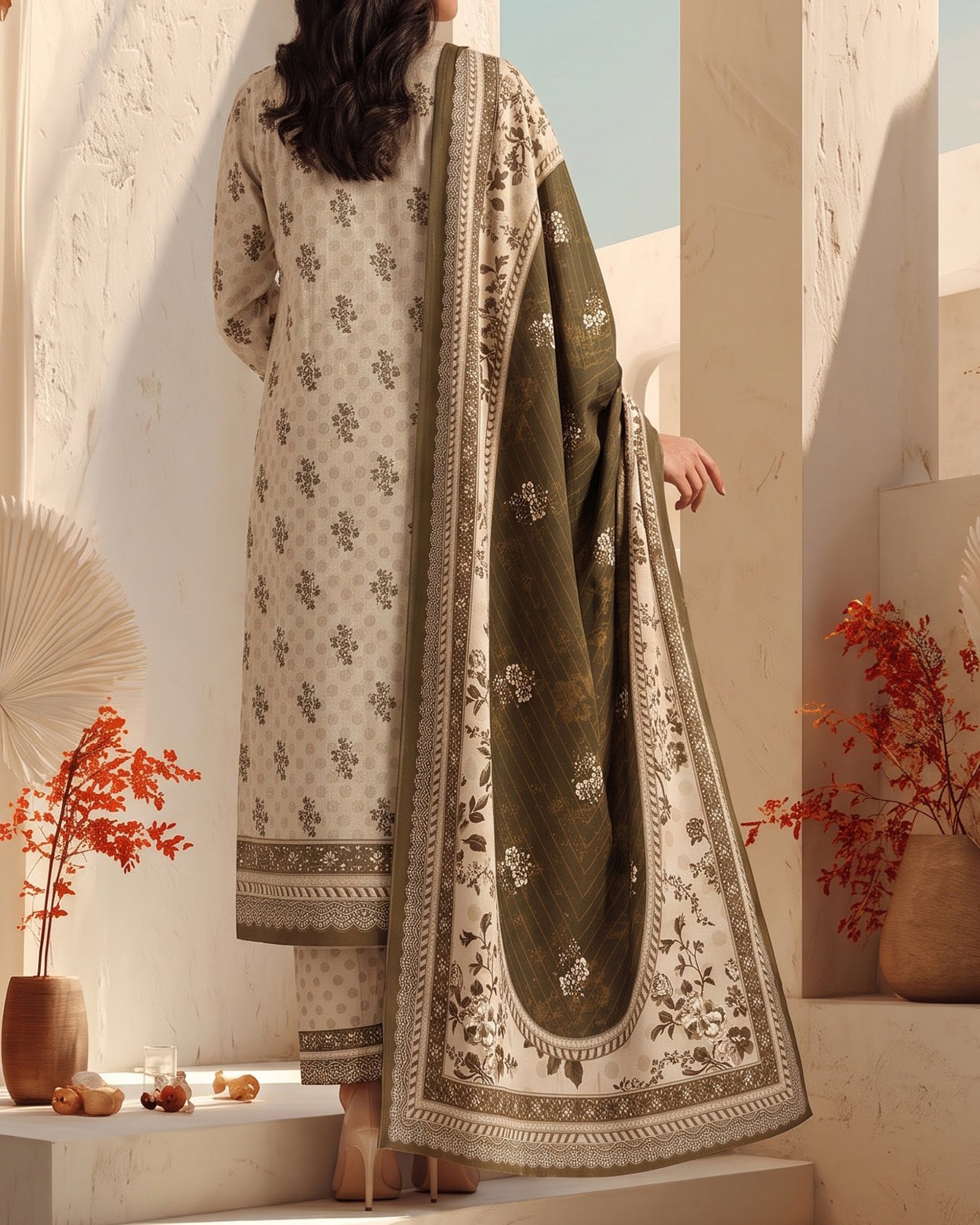 Malhar Printed Karandi Suit - 3 Pc by VS Textile