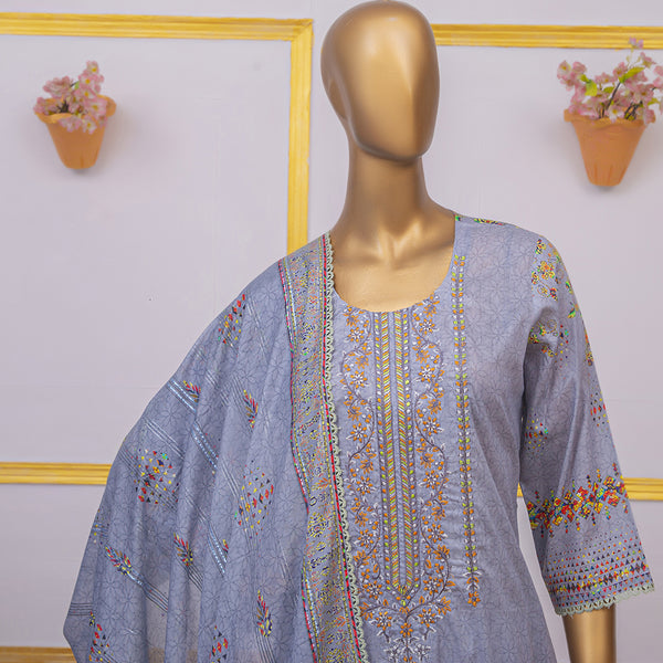 Imwaj Maria Lawn Printed Embroirded With Diamond Dupatta 3Pcs Suit - 1