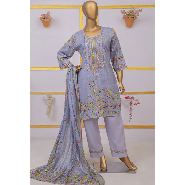 Imwaj Maria Lawn Printed Embroirded With Diamond Dupatta 3Pcs Suit - 1