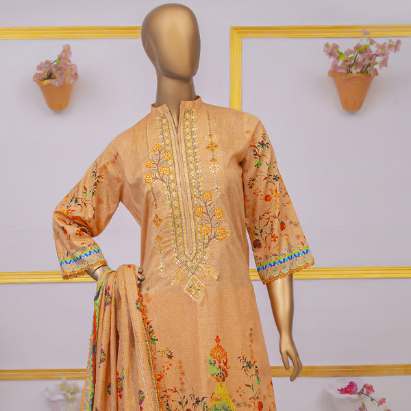 Imwaj Maria Lawn Printed Embroirded With Diamond Dupatta 3Pcs Suit - 9