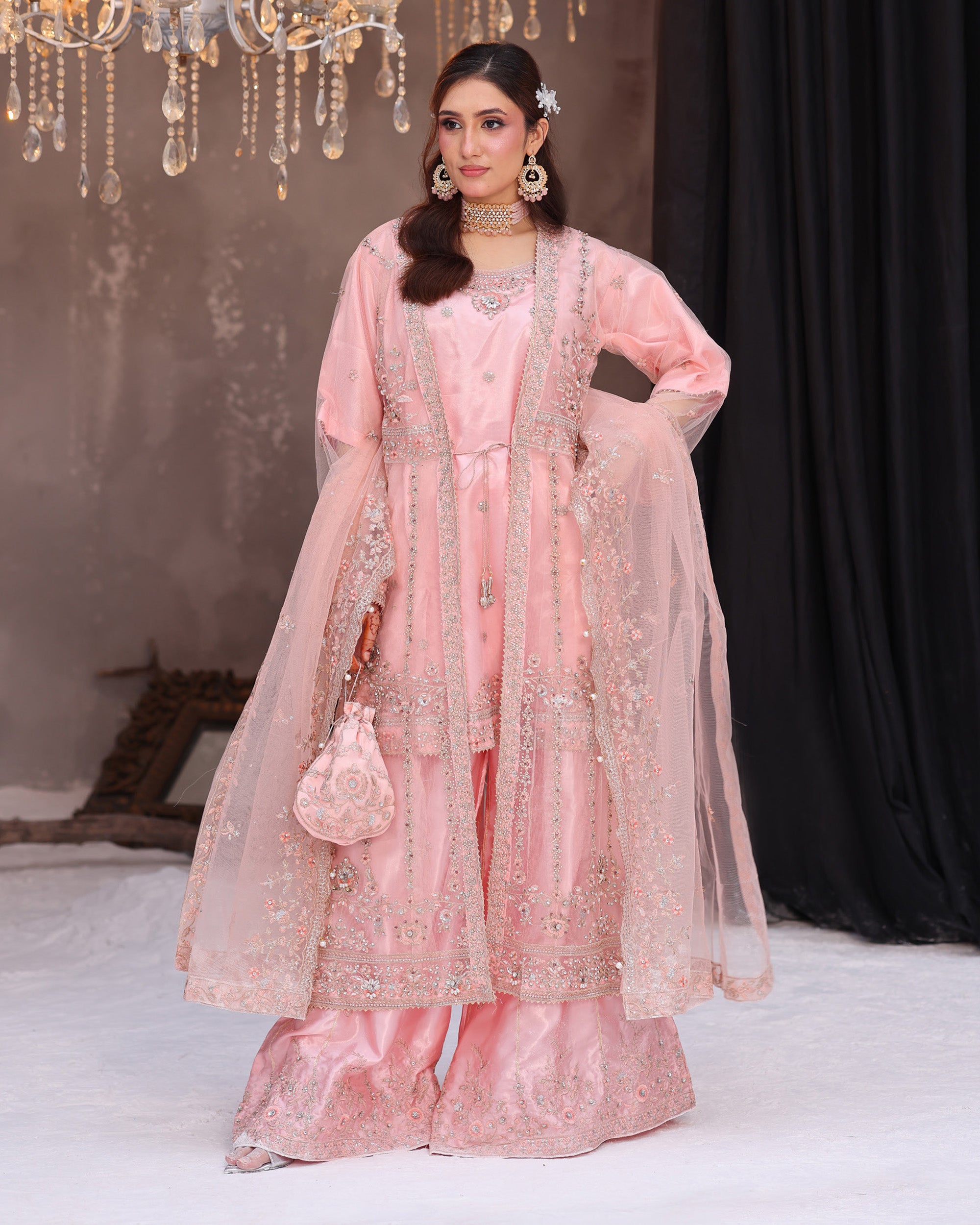 Dr Haris Maxi Front Open Luxury Semi-Stitched Maxi - 4