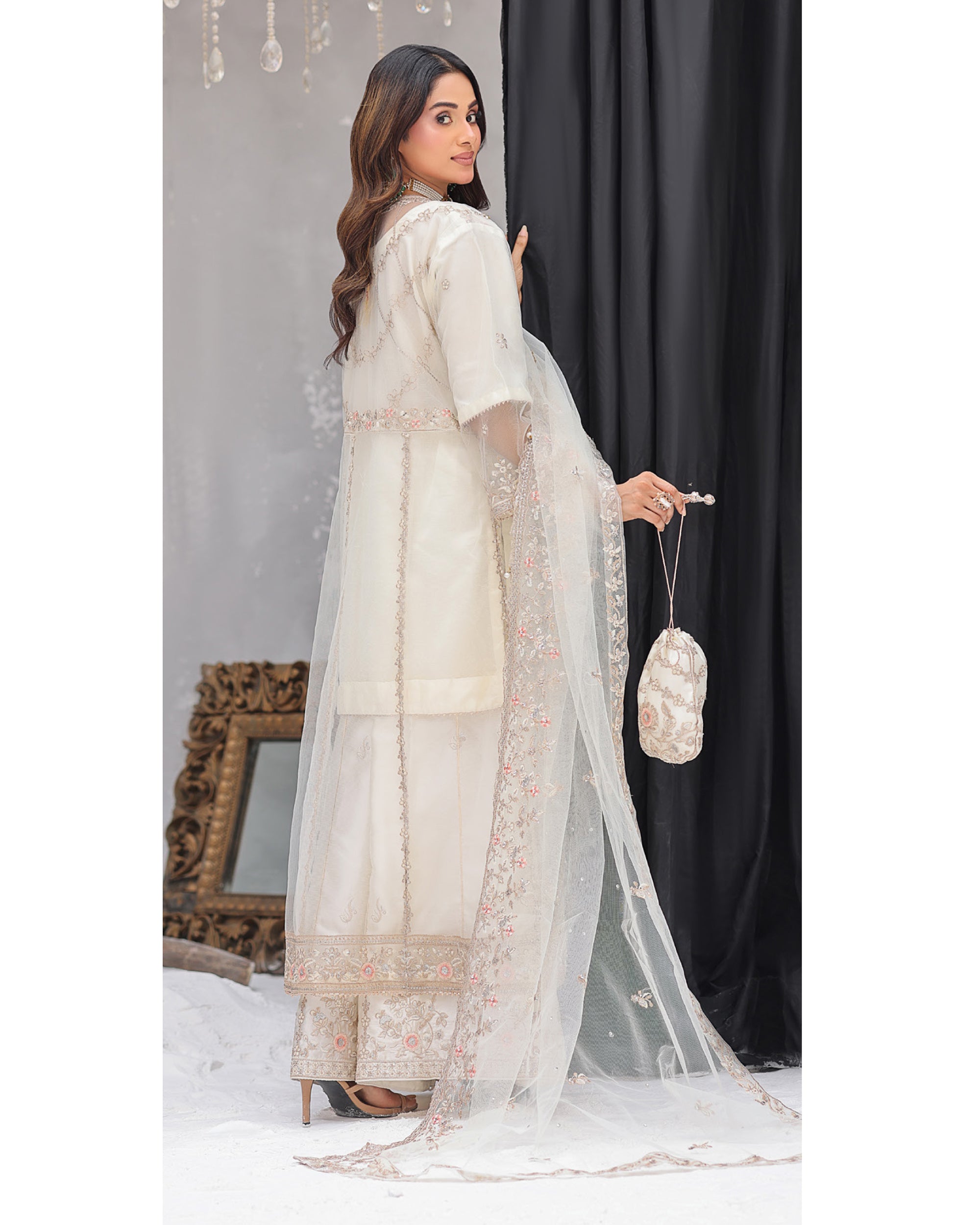 Dr Haris Maxi Front Open Luxury Semi-Stitched Maxi - 5