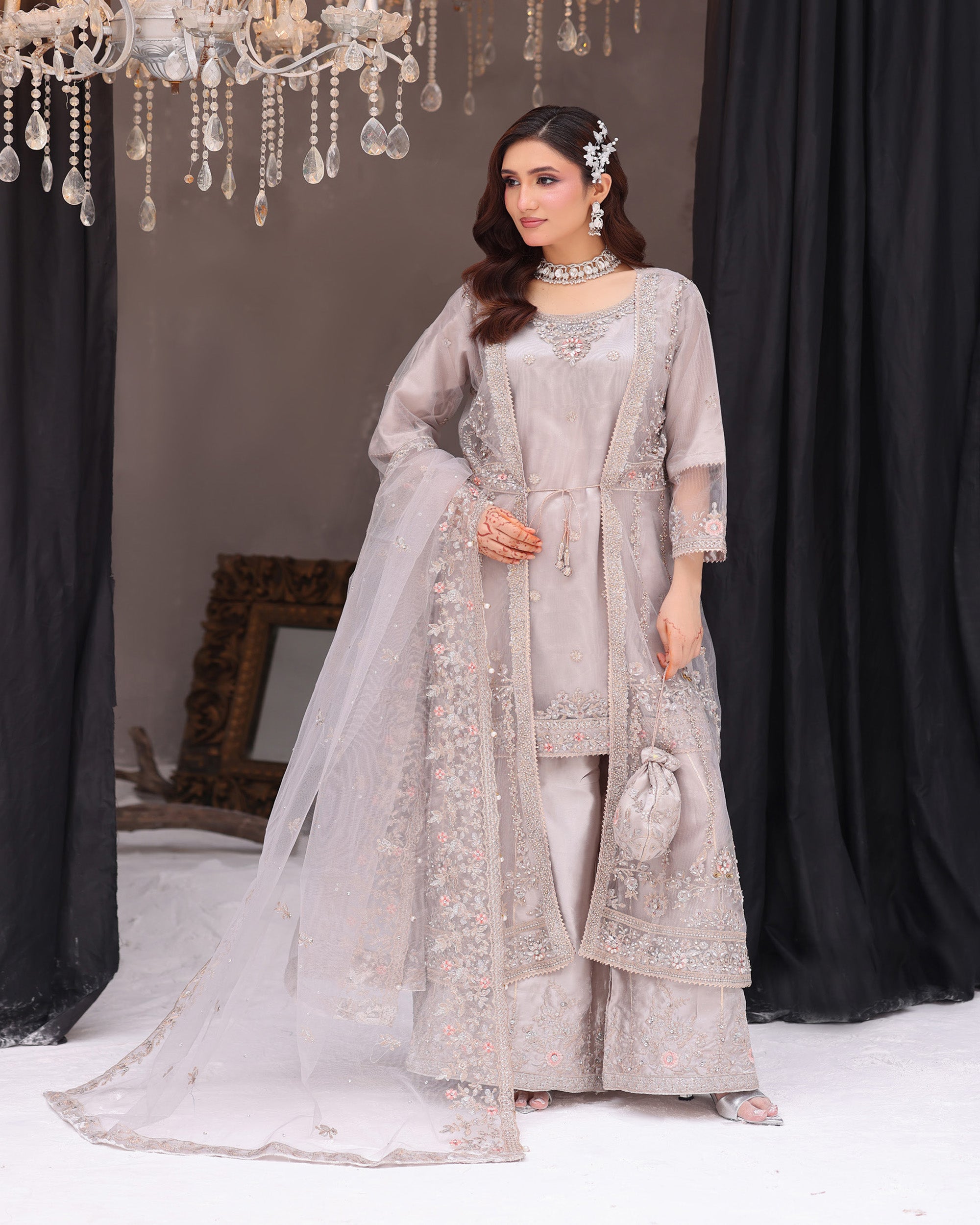 Dr Haris Maxi Front Open Luxury Semi-Stitched Maxi - 2