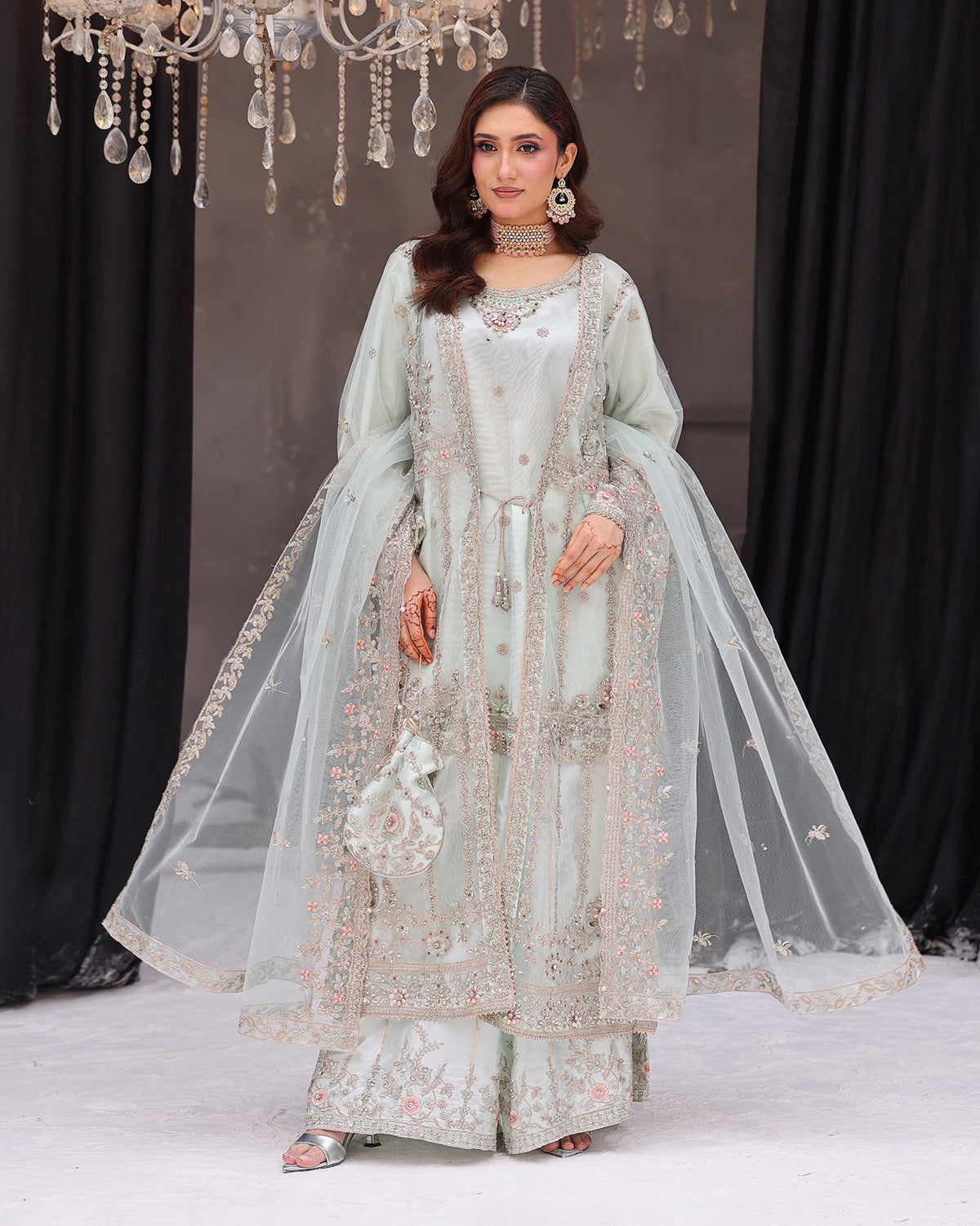Dr Haris Maxi Front Open Luxury Semi-Stitched Maxi - 3