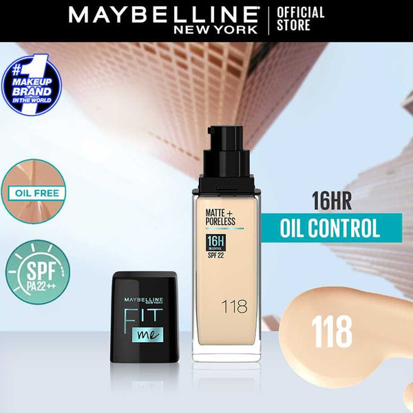 Maybelline New York Fit Me Matte + Poreless Spf 22 Foundation, 118 Sun Beige 30Ml, Foundation, Maybelline, Chase Value