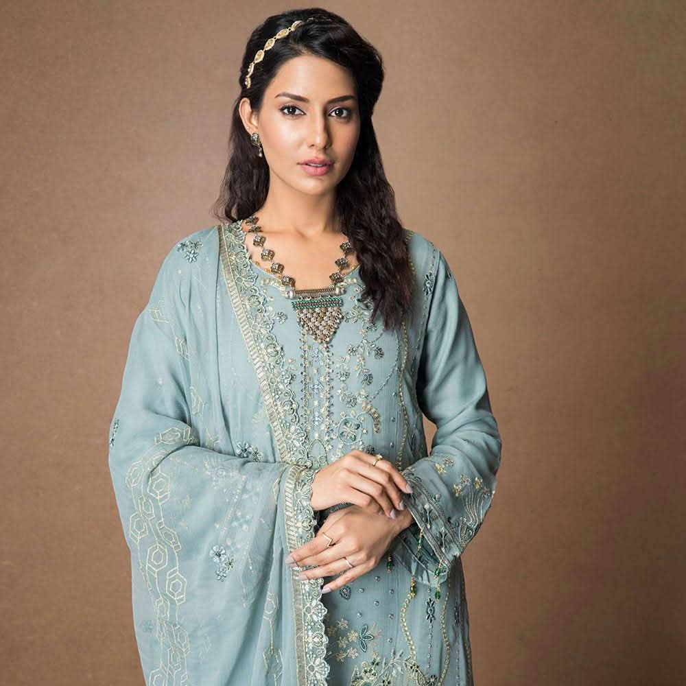 Mehnaz Luxury Fancy  Embroidered Lawn 3Pcs Unstitched Suit - 8, Women, 3Pcs Shalwar Suit, Mi Creation, Chase Value
