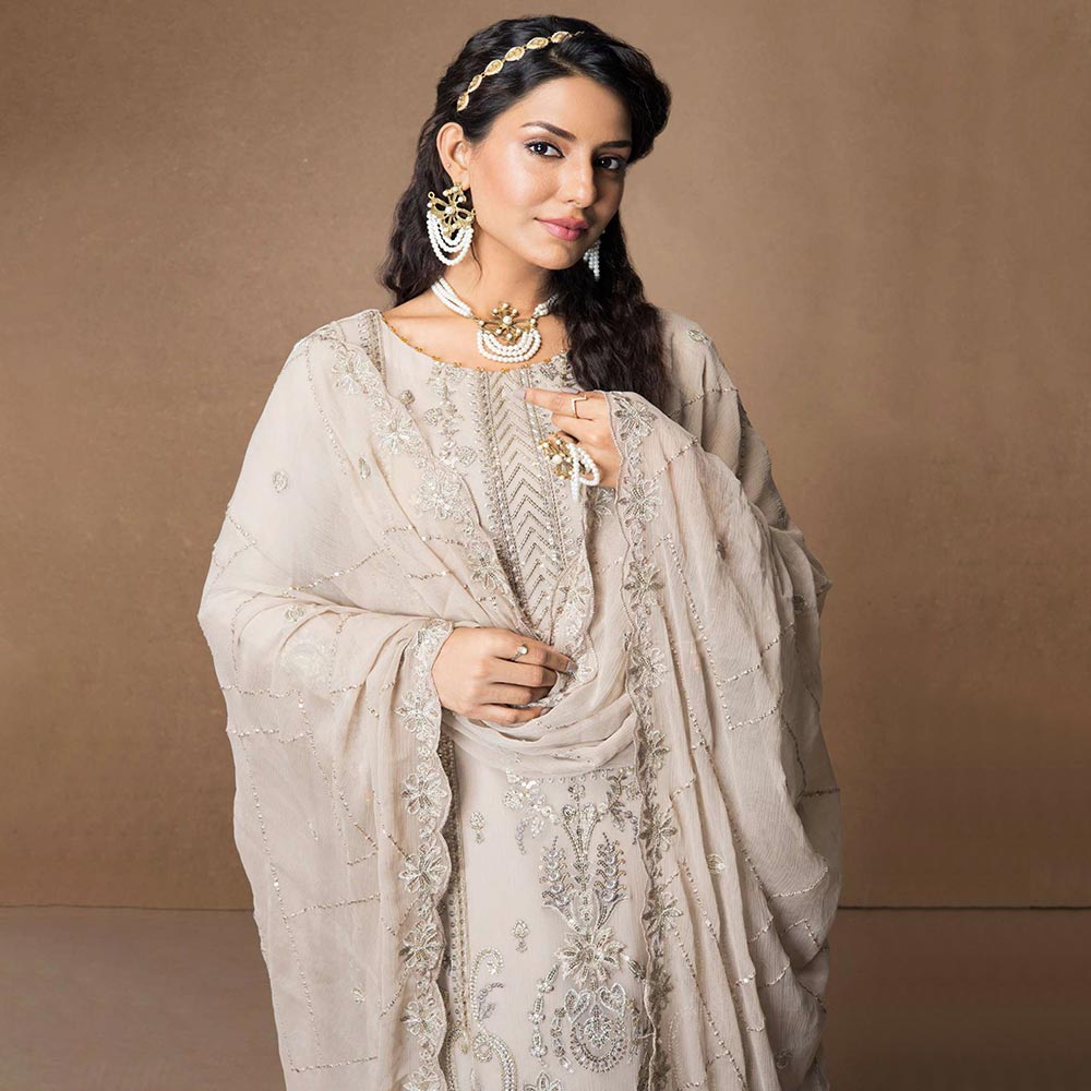 Mehnaz Luxury Fancy  Embroidered Lawn 3Pcs Unstitched Suit - 2, Women, 3Pcs Shalwar Suit, Mi Creation, Chase Value