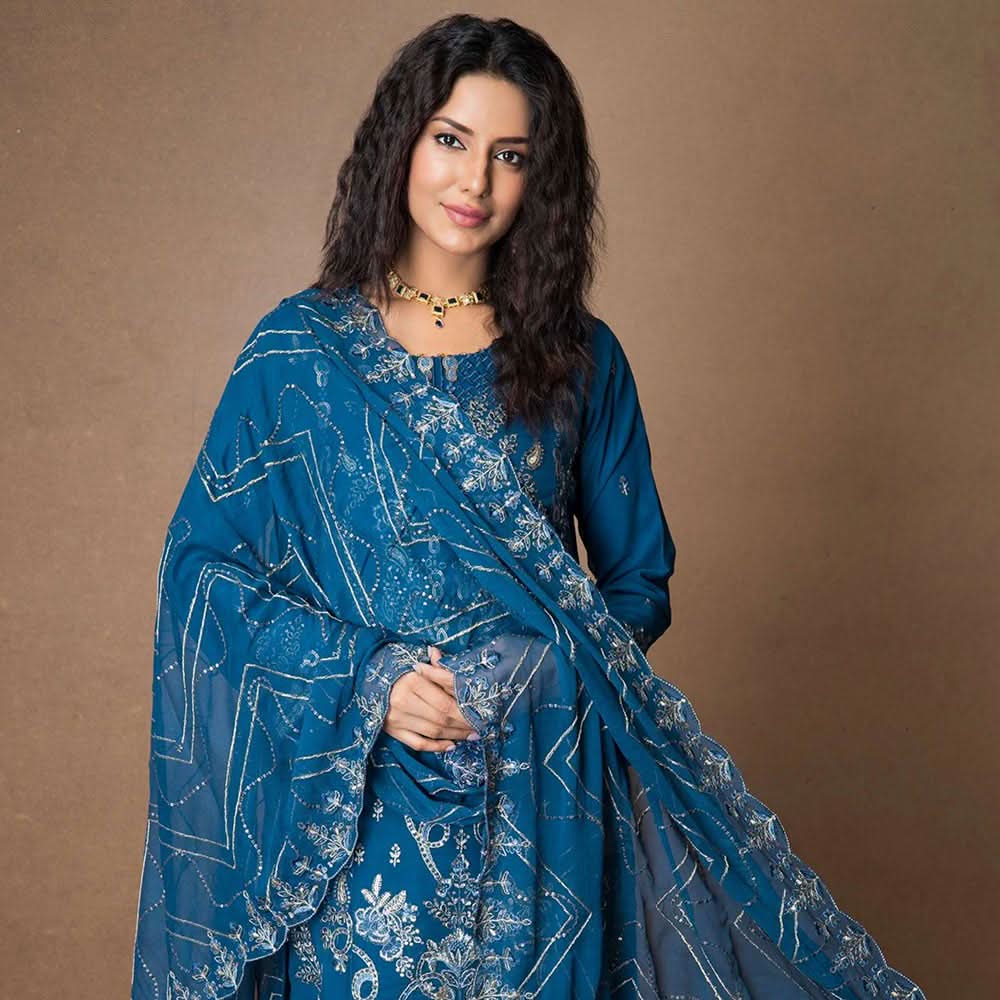 Mehnaz Luxury Fancy  Embroidered Lawn 3Pcs Unstitched Suit - 7, Women, 3Pcs Shalwar Suit, Mi Creation, Chase Value