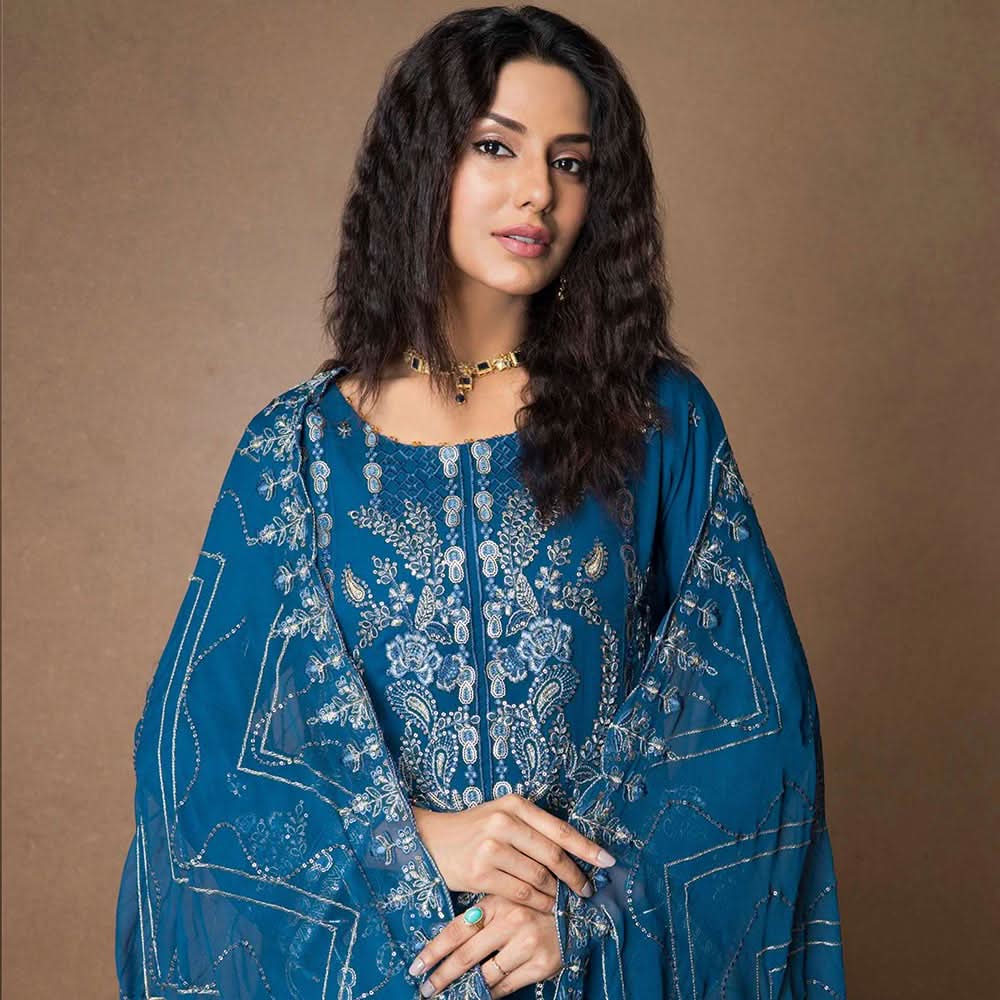 Mehnaz Luxury Fancy  Embroidered Lawn 3Pcs Unstitched Suit - 7, Women, 3Pcs Shalwar Suit, Mi Creation, Chase Value