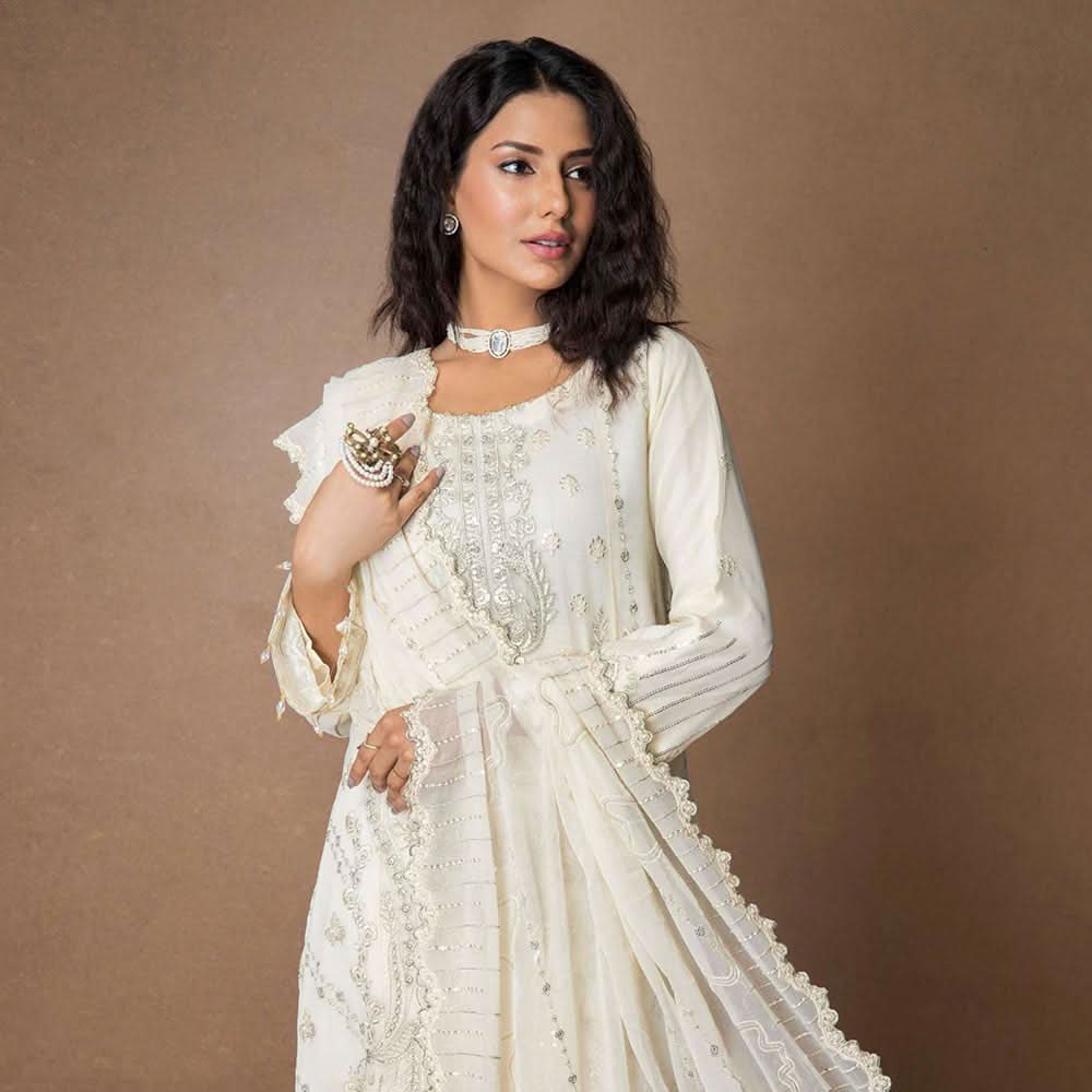 Mehnaz Luxury Fancy  Embroidered Lawn 3Pcs Unstitched Suit - 5, Women, 3Pcs Shalwar Suit, Mi Creation, Chase Value