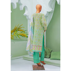Minahil Printed Lawn Embroidered 3Pcs Suit with Bember Dupatta - 9
