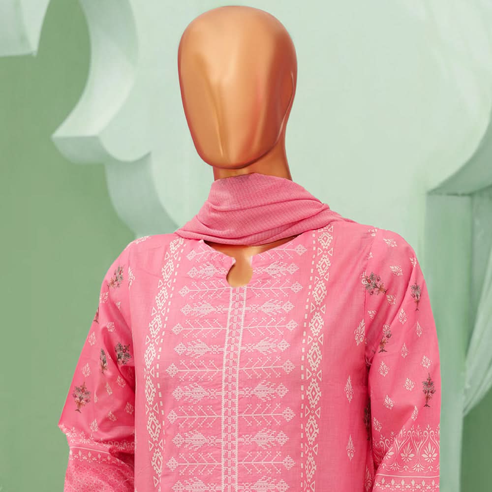 Minahil Printed Lawn Embroidered 3Pcs Suit with Bember Dupatta - 6, Women, 3Pcs Shalwar Suit, Leeds Textile, Chase Value