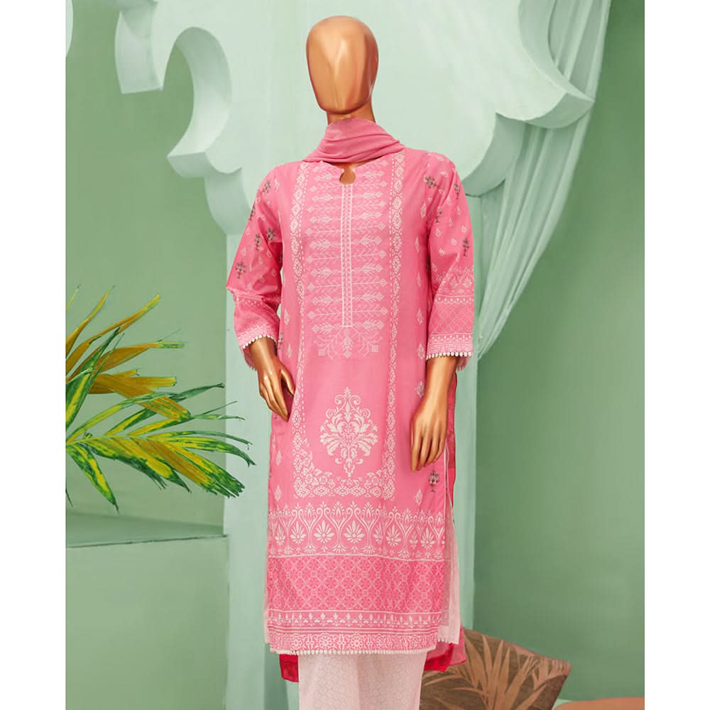 Minahil Printed Lawn Embroidered 3Pcs Suit with Bember Dupatta - 6, Women, 3Pcs Shalwar Suit, Leeds Textile, Chase Value