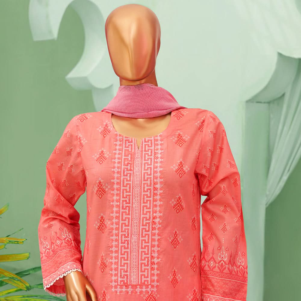 Minahil Printed Lawn Embroidered 3Pcs Suit with Bember Dupatta - 3, Women, 3Pcs Shalwar Suit, Leeds Textile, Chase Value