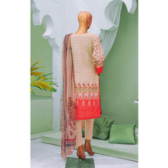 Minahil Printed Lawn Embroidered 3Pcs Suit with Bember Dupatta - 4