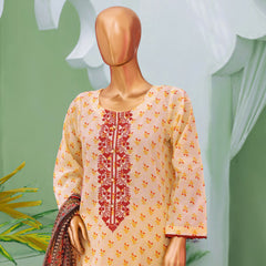Minahil Printed Lawn Embroidered 3Pcs Suit with Bember Dupatta - 1