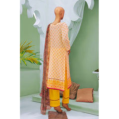 Minahil Printed Lawn Embroidered 3Pcs Suit with Bember Dupatta - 1