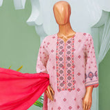 Minahil Printed Lawn Embroidered 3Pcs Suit with Bember Dupatta - 2, Women, 3Pcs Shalwar Suit, Leeds Textile, Chase Value