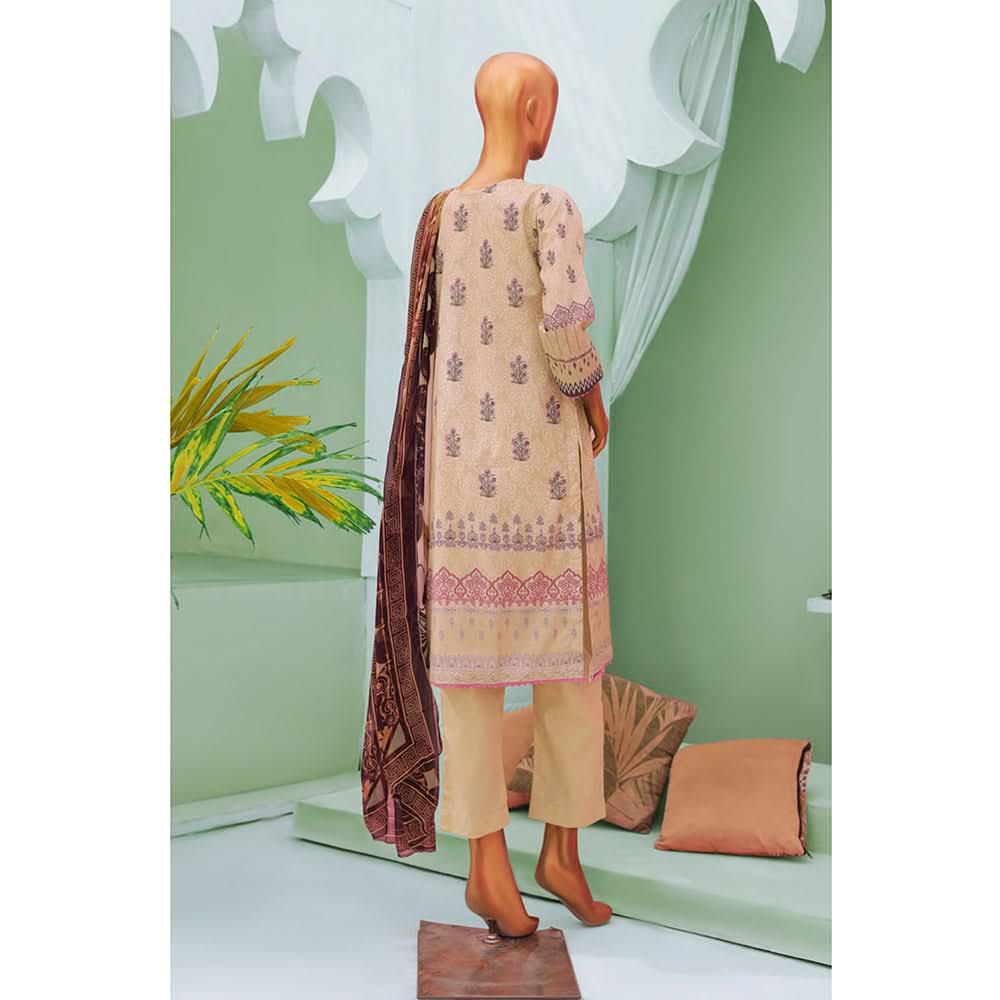 Minahil Printed Lawn Embroidered 3Pcs Suit with Bember Dupatta - 8, Women, 3Pcs Shalwar Suit, Leeds Textile, Chase Value