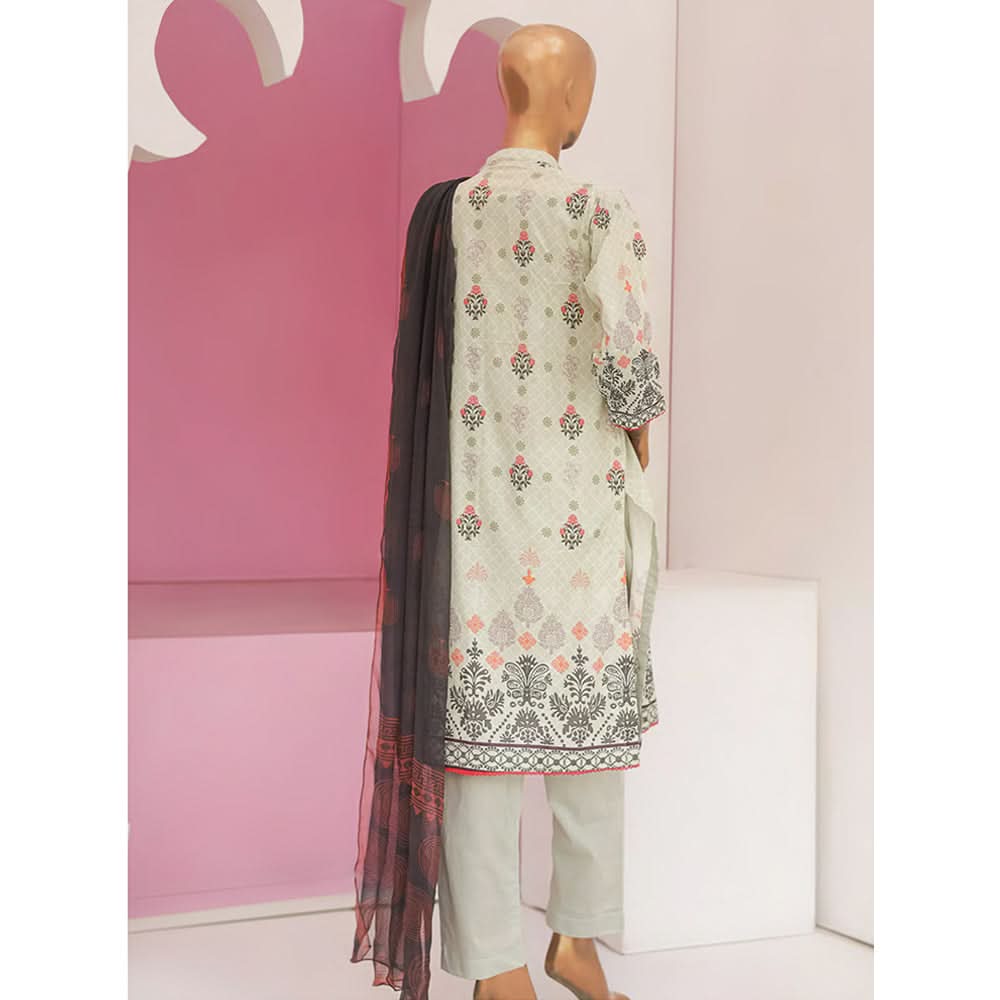 Mishal Printed Lawn Embroidered 3Pcs Suit with Bember Dupatta - 9, Women, 3Pcs Shalwar Suit, Leeds Textile, Chase Value