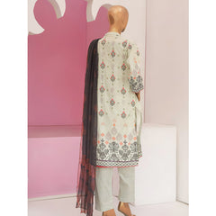 Mishal Printed Lawn Embroidered 3Pcs Suit with Bember Dupatta - 9