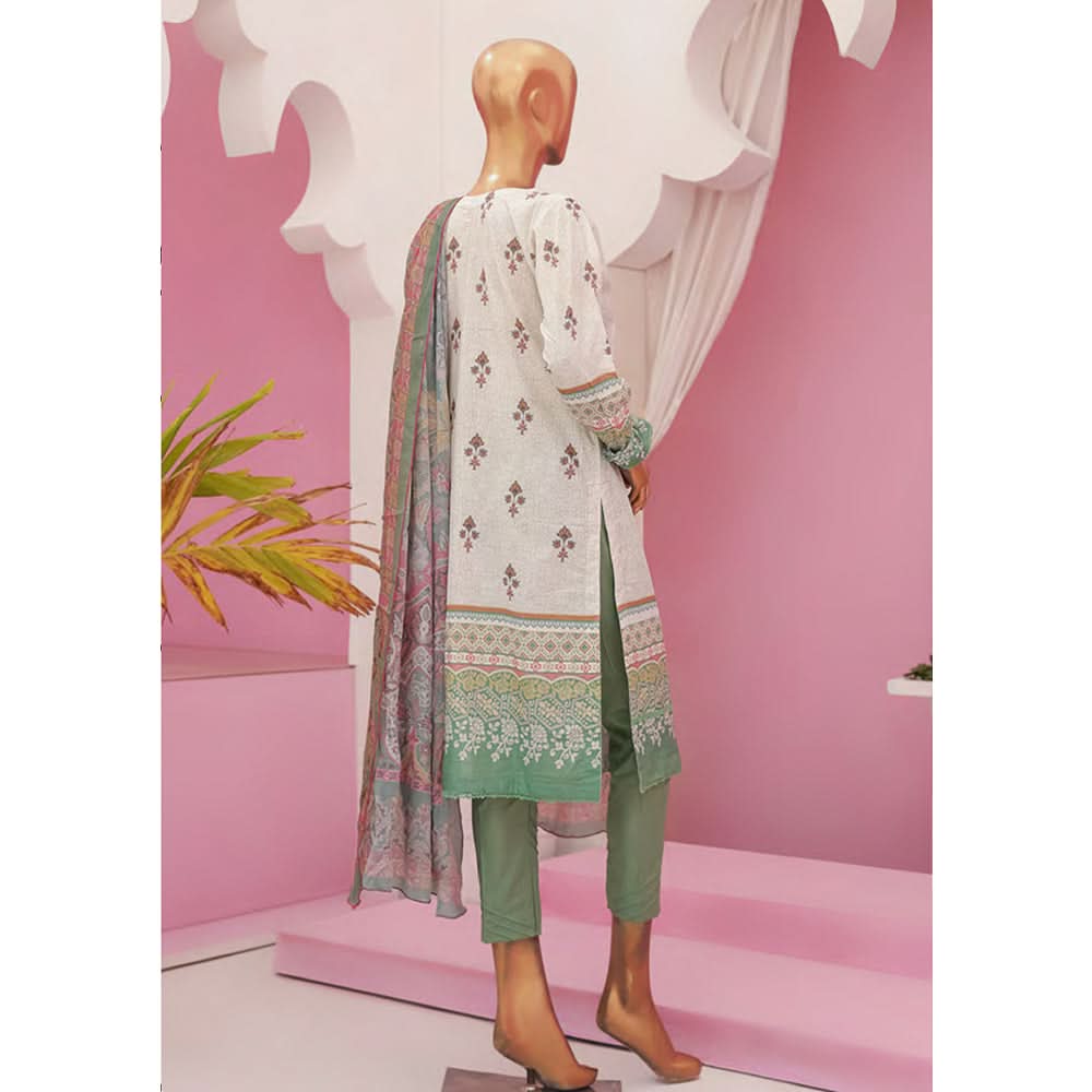 Mishal Printed Lawn Embroidered 3Pcs Suit with Bember Dupatta - 7, Women, 3Pcs Shalwar Suit, Leeds Textile, Chase Value