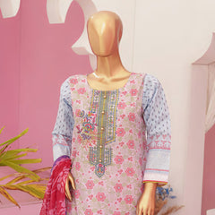 Mishal Printed Lawn Embroidered 3Pcs Suit with Bember Dupatta - 6, Women, 3Pcs Shalwar Suit, Leeds Textile, Chase Value