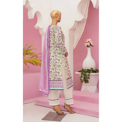 Mishal Printed Lawn Embroidered 3Pcs Suit with Bember Dupatta - 2