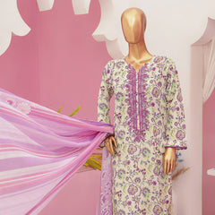 Mishal Printed Lawn Embroidered 3Pcs Suit with Bember Dupatta - 2, Women, 3Pcs Shalwar Suit, Leeds Textile, Chase Value