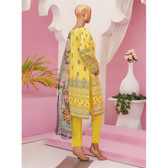 Mishal Printed Lawn Embroidered 3Pcs Suit with Bember Dupatta - 8