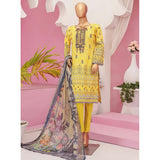 Mishal Printed Lawn Embroidered 3Pcs Suit with Bember Dupatta - 8, Women, 3Pcs Shalwar Suit, Leeds Textile, Chase Value