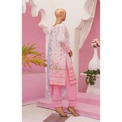 Mishal Printed Lawn Embroidered 3Pcs Suit with Bember Dupatta - 3