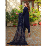 Schick Munsha Chiffon Fancy Embroidered Semi Stich 3Pcs Suit - 5, Women, 3Pcs Shalwar Suit, Mi Creation, Chase Value