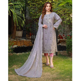 Schick Munsha Chiffon Fancy Embroidered Semi Stich 3Pcs Suit - 1, Women, 3Pcs Shalwar Suit, Mi Creation, Chase Value