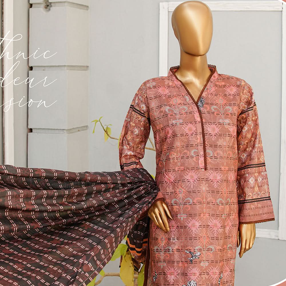 Musfirah Digital Lawn Printed 3Pcs Unstitched Suit, Women, 3Pcs Shalwar Suit, Leeds Textile, Chase Value