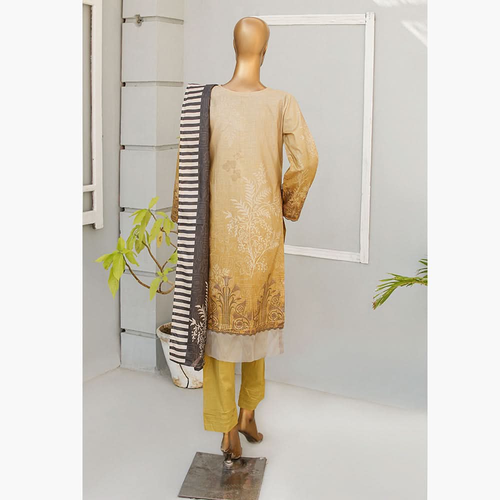 Musfirah Digital Lawn Printed 3Pcs Unstitched Suit, Women, 3Pcs Shalwar Suit, Leeds Textile, Chase Value