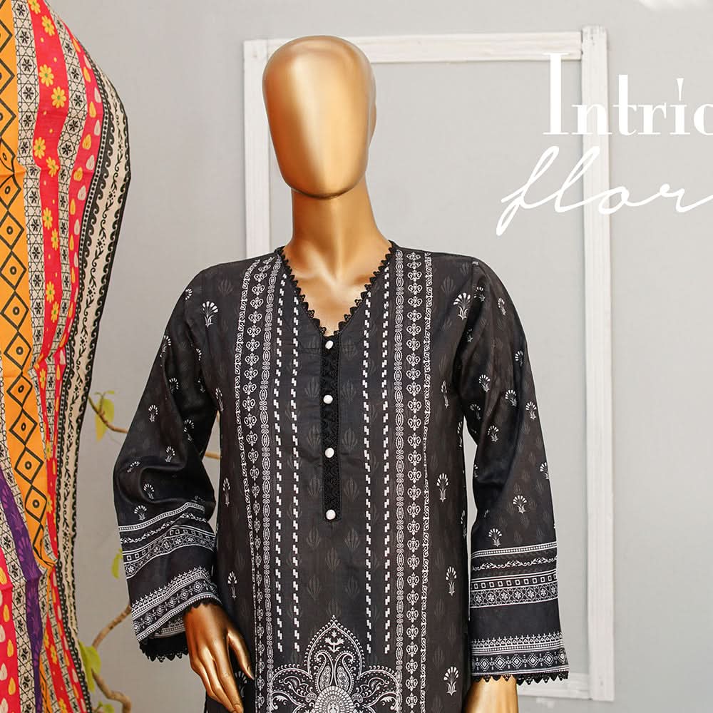 Musfirah Digital Lawn Printed 3Pcs Unstitched Suit, Women, 3Pcs Shalwar Suit, Leeds Textile, Chase Value