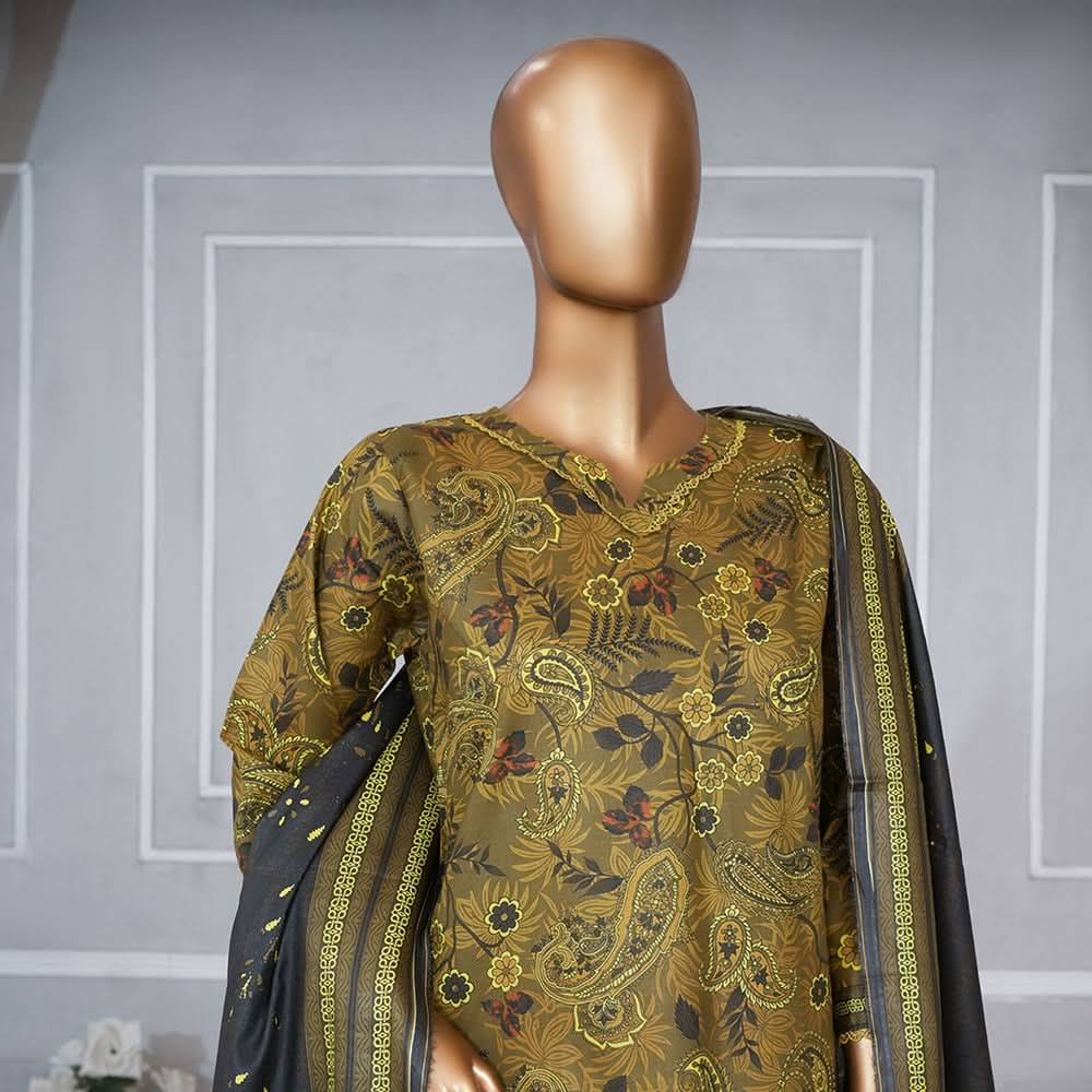 Leeds Muskan Digital Lawn Printed 3Pcs Unstitched Suit Cord's With Dupatta, Women, 3Pcs Shalwar Suit, Leeds Textile, Chase Value