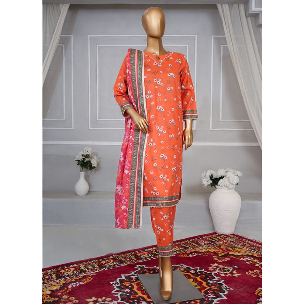 Leeds Muskan Digital Lawn Printed 3Pcs Unstitched Suit Cord's With Dupatta, Women, 3Pcs Shalwar Suit, Leeds Textile, Chase Value