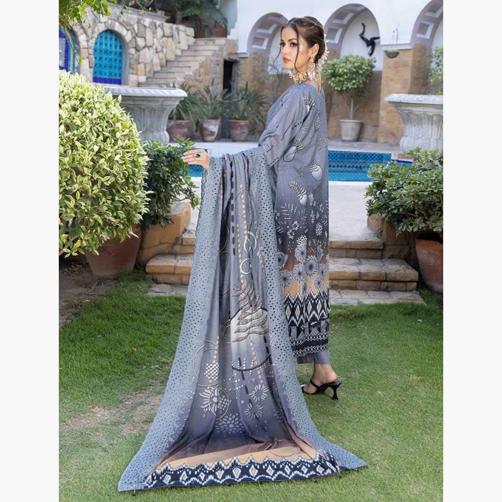Schick Natasha Slub Lawn Embroidered Unstitched 3Pcs Suit - 6, Women, 3Pcs Shalwar Suit, MI Creation, Chase Value