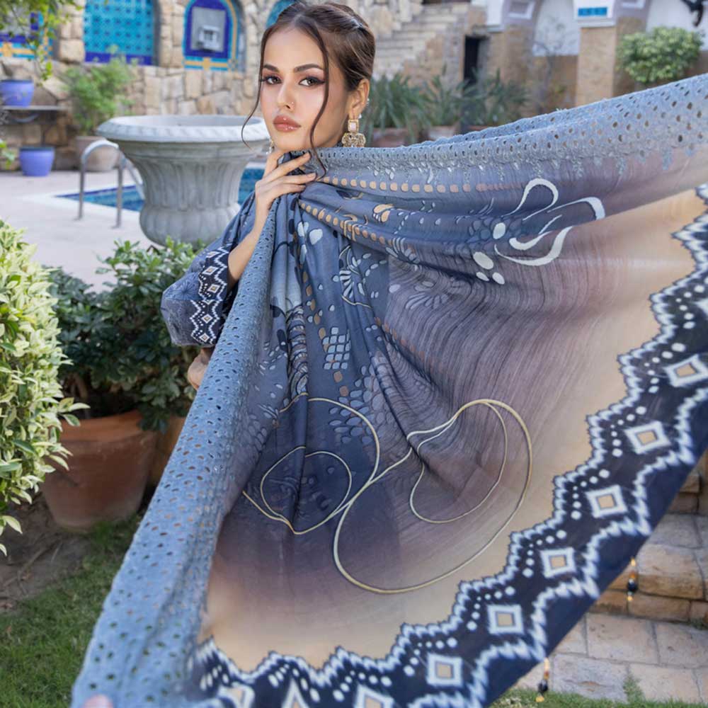 Schick Natasha Slub Lawn Embroidered Unstitched 3Pcs Suit - 6, Women, 3Pcs Shalwar Suit, MI Creation, Chase Value