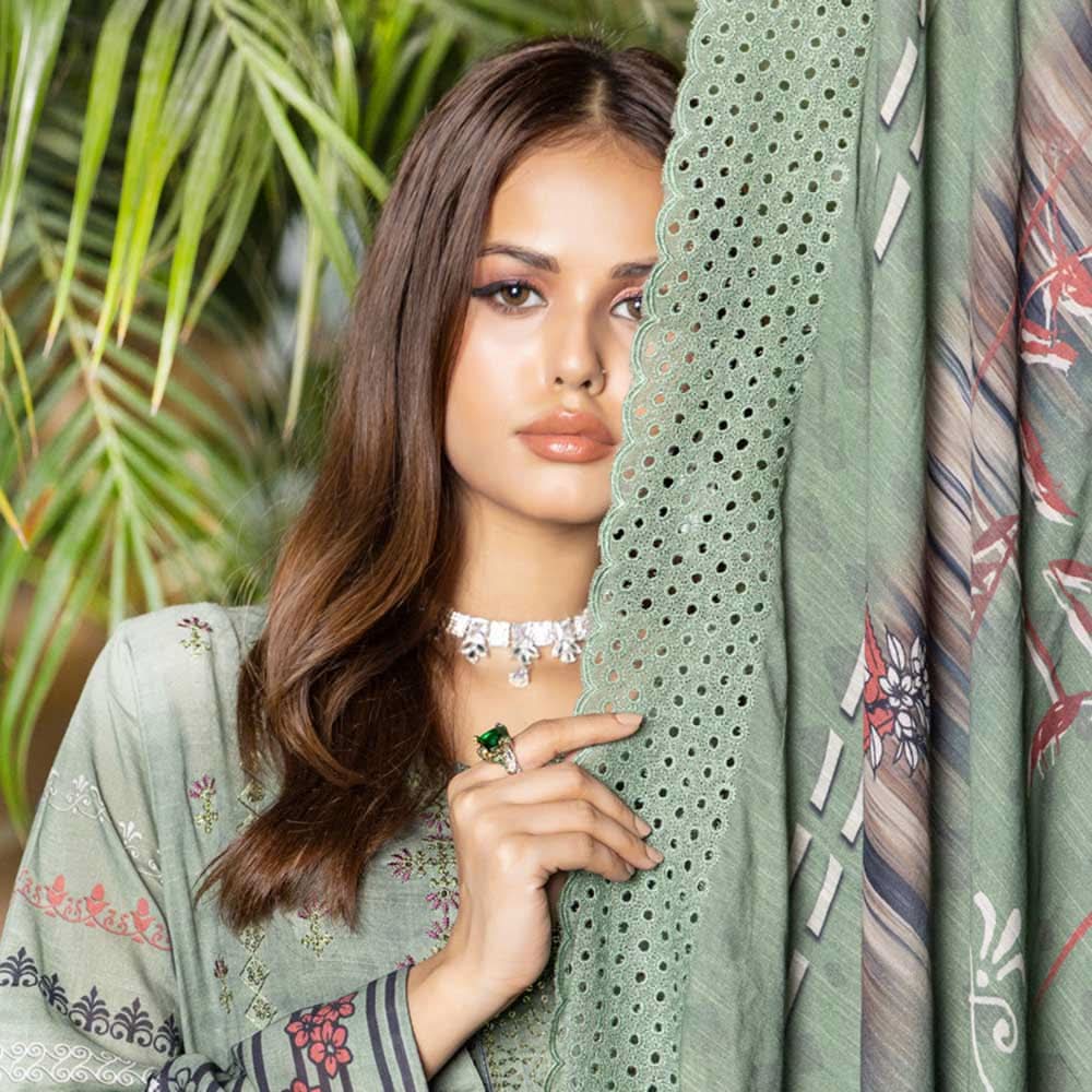 Schick Natasha Slub Lawn Embroidered Unstitched 3Pcs Suit - 3, Women, 3Pcs Shalwar Suit, MI Creation, Chase Value
